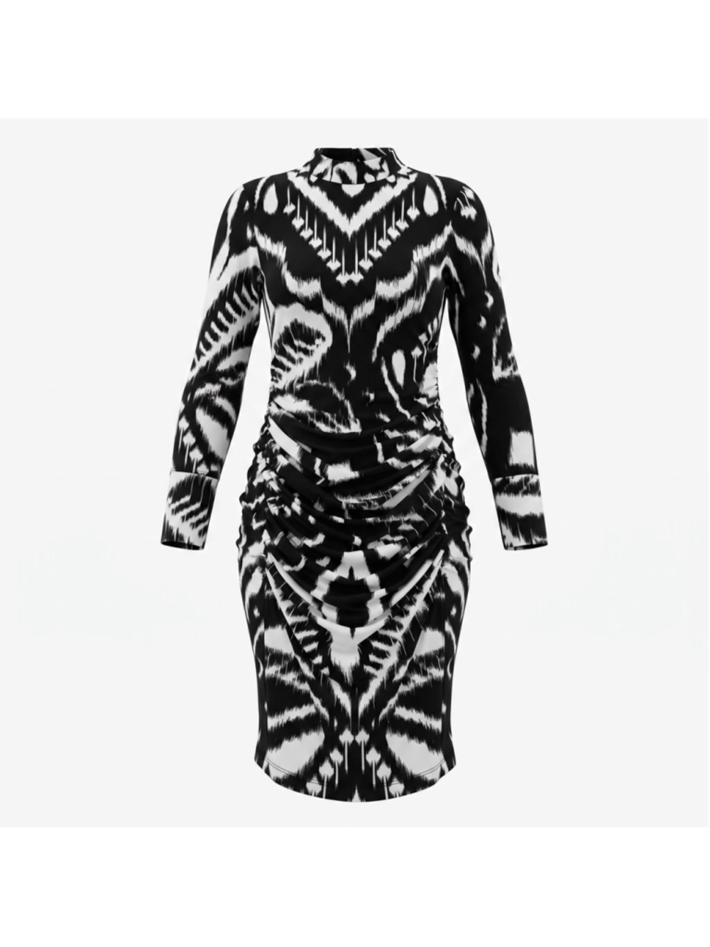 FARM Rio Pineapple Ikat Tulle Midi Dress Extra Small Black White